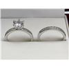 Image 2 : V.Wang Style Double Engagement/Wedding Ring 1.0 Carat Solitaire Bezel Band Set Size 7