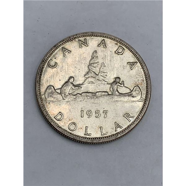 Canada Vintage 1957 Voyageur Canoe Silver Dollar Coin