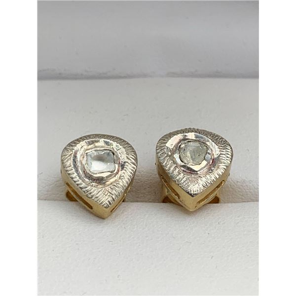 Natural Diamonds 2.0 Carat Irregular Cut Rose Gold/925 Silver Set Stud Earrings with Appraisal $3900