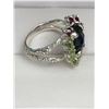 Image 3 : Natural Black Opals 8.87 Carat Multi Stone Cluster Top Ring 925 Silver Apprasal $1200.00