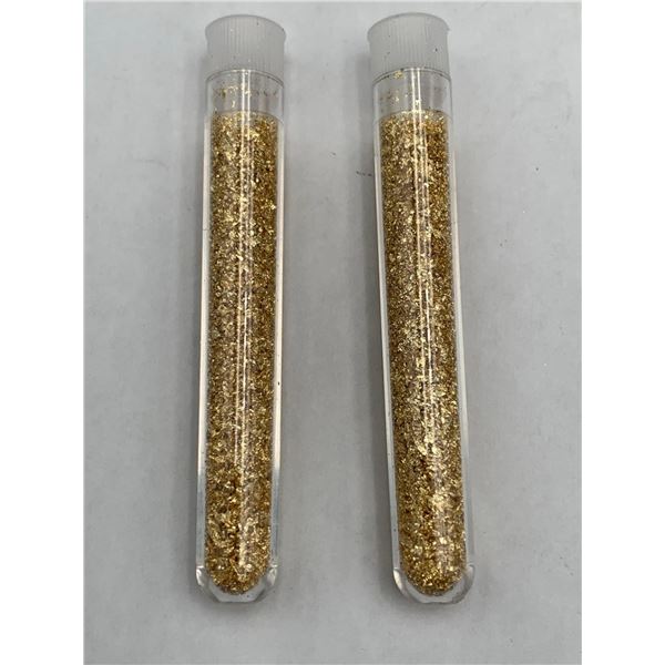LOT of 2 large vials Golden Flaking Material