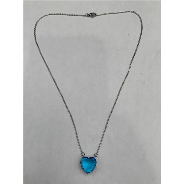 Heart of the Ocean Blue Topaz Style 4.25 Carat Heart Pendant & Chair Set