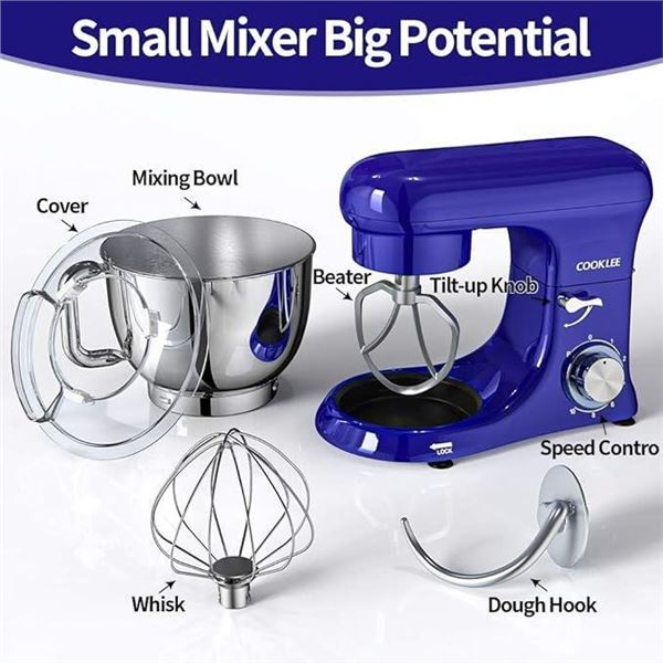 COOKLEE Stand Mixer, All-Metal Series 6.5 Qt. Kitchen Electric Mixer with Dishwasher-Safe Dough Hook
