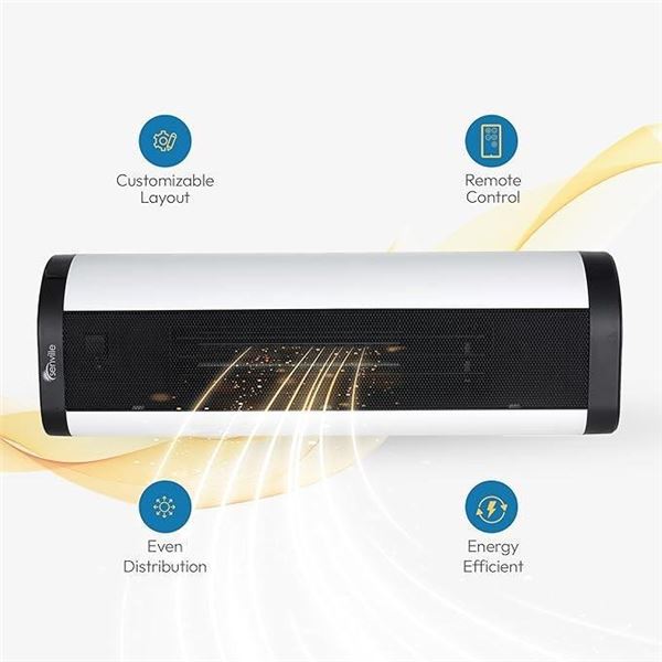 Senville 1500W Space Heater for Indoor Use, Electric, Ceramic, Remote, Digital Thermostat, Overheat