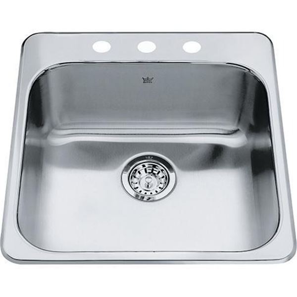 Kindred Steel Queen Series QSL2020/8/3 Kitchen Sink, 3-Faucet 20.5x20"
