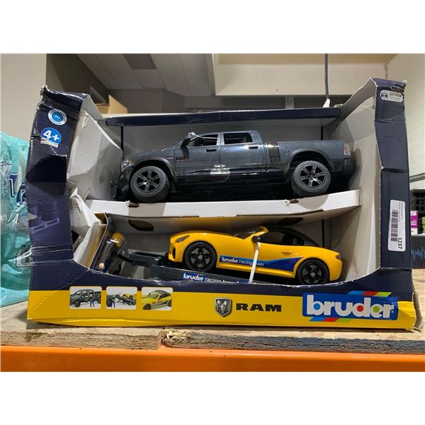 Bruder Toys Dodge Ram 2500 Power Wagon Pickup Truck with Race Car & Trailer 1:16