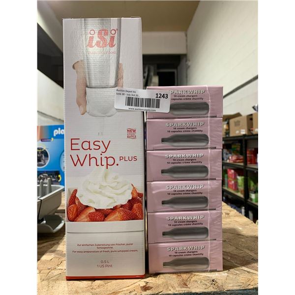 ISI Easy Whip Plus Whip Cream Maker and 5 Boxes of Cartridges 10 per box