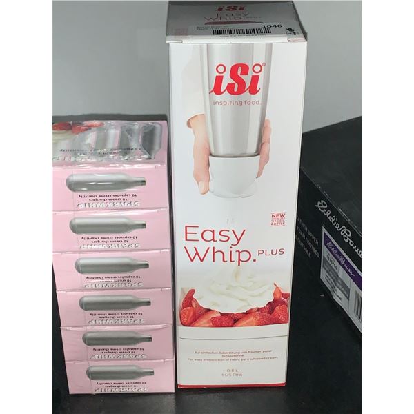 iSi Easy Whip Plus Stainless Steel Cream Whipper 0.5L PLUS 6 Packages of 10 Sparkwhip Cream Charges