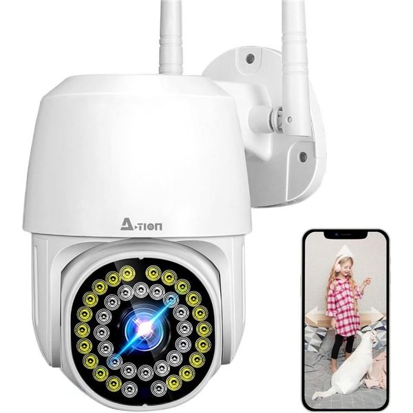 A-TION Security Camera Outdoor, Home Surveillance Camera, 1080P WiFi Security Camera, Motion Detecti