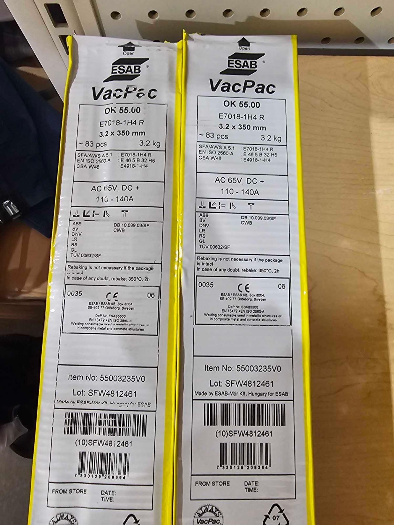 ESAB Vac Pac OK 55.00 LMA Electrode 2 x 83 pcs