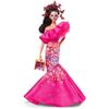 Image 1 : Barbie Signature Fashion Doll, 2023 Dia de Muertos Collectible Wearing Ruffled Pink Gown & Holding T