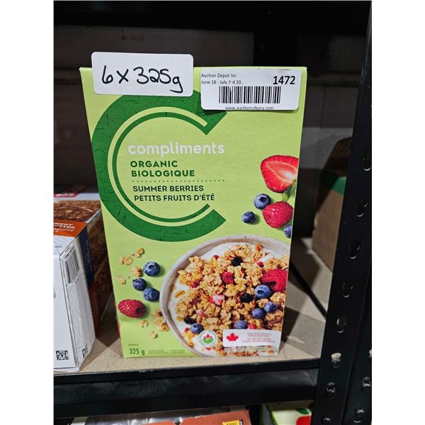 Compliments Organic Summer Berry Granola Cereal 6x325g