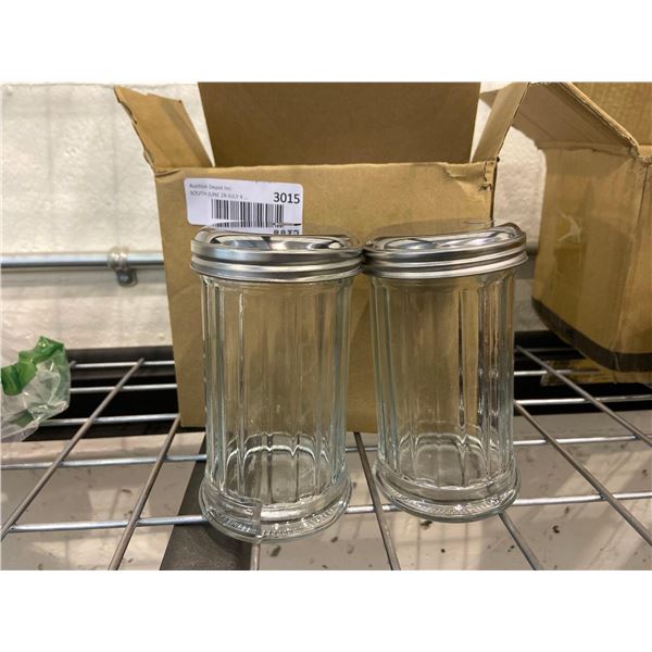 Tebery 2 Pack 12OZ Glass Sugar Dispenser/Pourer/Shaker with Stainless Steel Pour-Flap Lid, Retro Sty