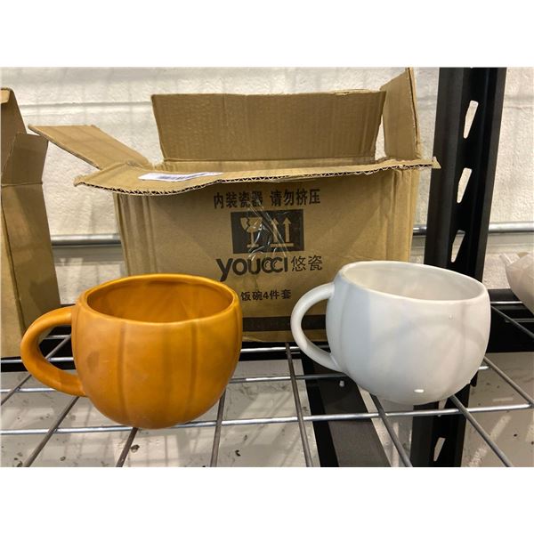 2 Pack Orange and White Pumpkin Mugs