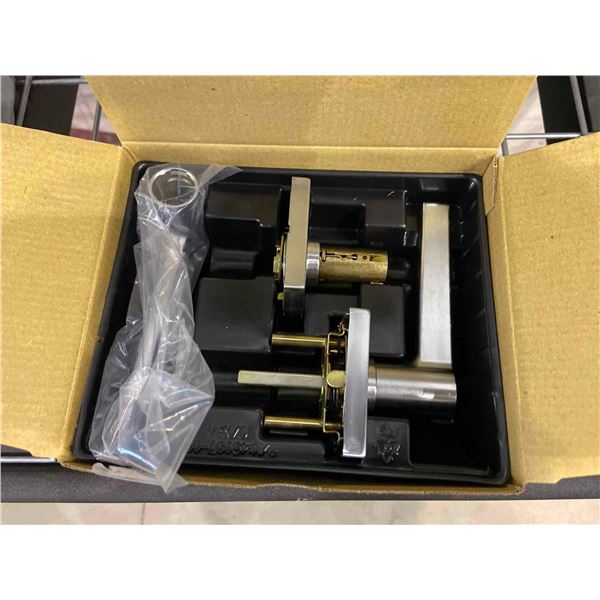 Kwikset Safe Lock Daylon Lever Square Rose Passage Lock Satin Chrome