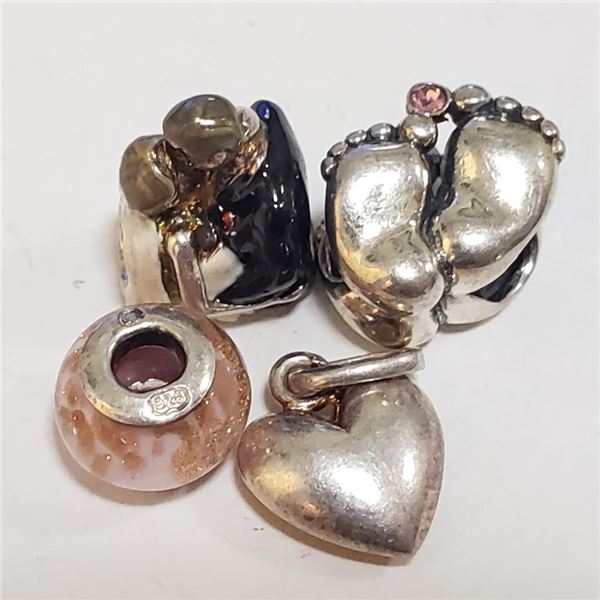 Silver Pack Of 4 Pandora Beads (~Size 0) (~length 0inches) (~weight 7.2g), Suggested Retail Value $2