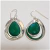 Image 3 : Silver Green Onyx Earrings (~Size 0) (~length 0inches) (~weight 6.22g), Suggested Retail Value $300 