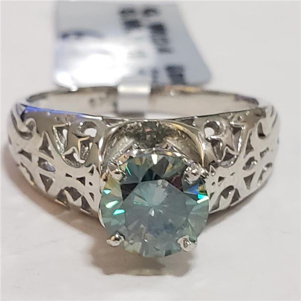 Silver Moissanite(1.18ct) Ring (~Size 7)(Ring is resizable for $40) (~length 0inches) (~weight 3.49g