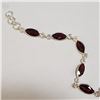 Image 2 : Silver Garnet(8.3ct) Bracelet (~Size 0) (~length 8inches) (~weight 5.65g), Suggested Retail Value $3