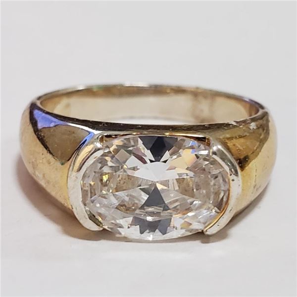 Silver Cubic Zirconia Ring (~Size 8)(Ring is resizable for $40) (~length 0inches) (~weight 5.77g), S