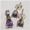 Image 1 : Silver Amethyst Earrings & Pendant Set (~Size 0) (~length 0inches), Suggested Retail Value $140