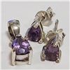 Image 2 : Silver Amethyst Earrings & Pendant Set (~Size 0) (~length 0inches), Suggested Retail Value $140