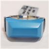 Image 1 : Silver Synthetic Turquoise(11.2ct) Ring (~Size 7)(Ring is resizable for $40) (~length 0inches) (~wei
