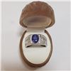 Image 4 : Silver Sapphire Cubic Zirconia Ring (~Size 10)(Ring is resizable for $40) (~length 0inches) (~weight