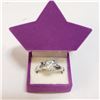 Image 4 : Silver Moissanite(1.7ct) Ring (~Size 9.5)(Ring is resizable for $40) (~length 0inches) (~weight 3.3g