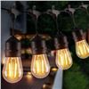 Image 1 : S14 Solar String Lights Outdoor - 34Ft Patio Lights with 15 Shatterproof LED Bulbs, Solar & USB Char