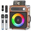 Image 1 : JYX Karaoke Machine with Two Wireless Microphones, Portable Bluetooth Speaker with Bass/Treble Adjus