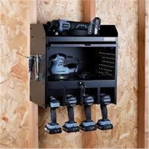 Workpro Wall Mount 18-in Power Tool Storage Caddy, Tool Hanger, Tool Storage, Toolbox, Steel, 17.6 l