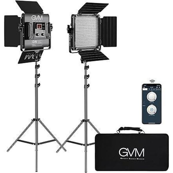 GVM 2 Pack LED Video Lighting Kits with APP Control, Bi-Color Variable 2300K~6800K with Digital Disp