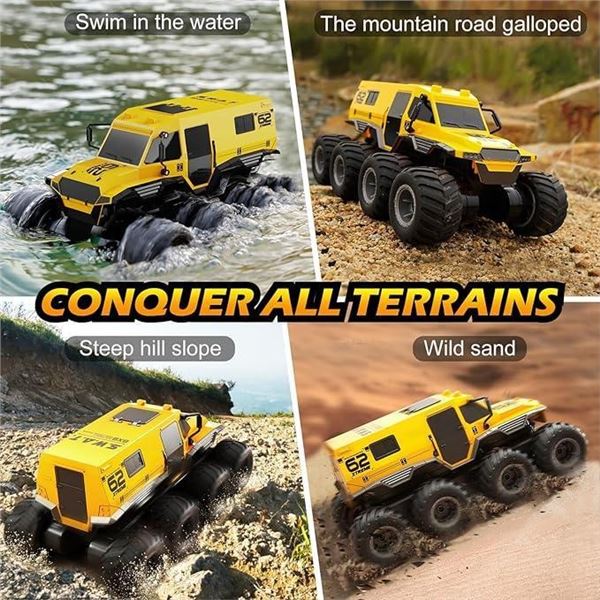 RANFLY Amphibious Remote Control Car with 2 Battery, 8WD RC Cars for Boys Age 8-12, 1:12 Offroad Wat