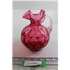 Image 1 : Fenton Cranberry Glass Rose Pitcher - 7"