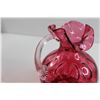 Image 5 : Fenton Cranberry Glass Rose Pitcher - 7"