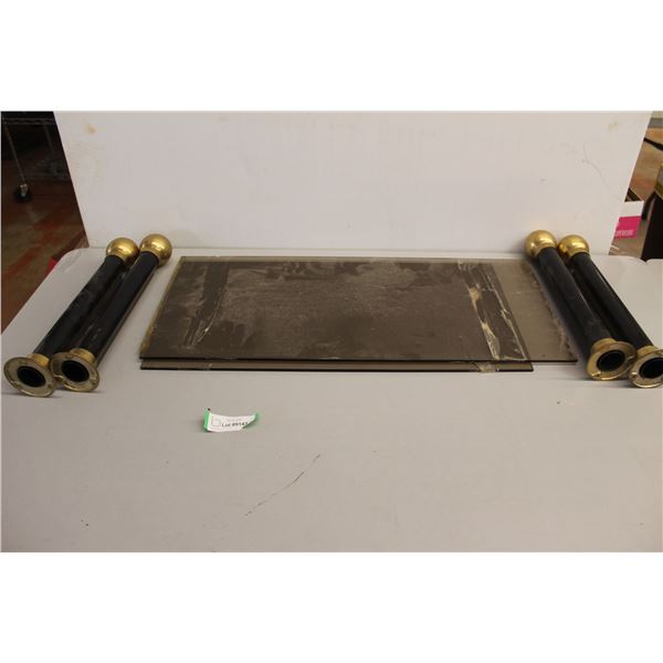 (2) Glass Dividers with Posts - Glass Measures 24" x 12" and 27 1/4" x 12", Posts Measure 15 1/2" Ta