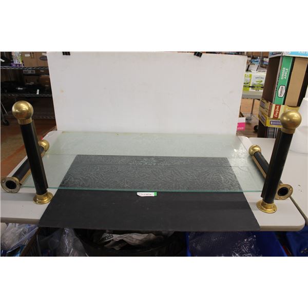 (2) Patterned Frosted Glass Dividers with Posts - 42" x 11", Posts Measure 15 1/2" Tall