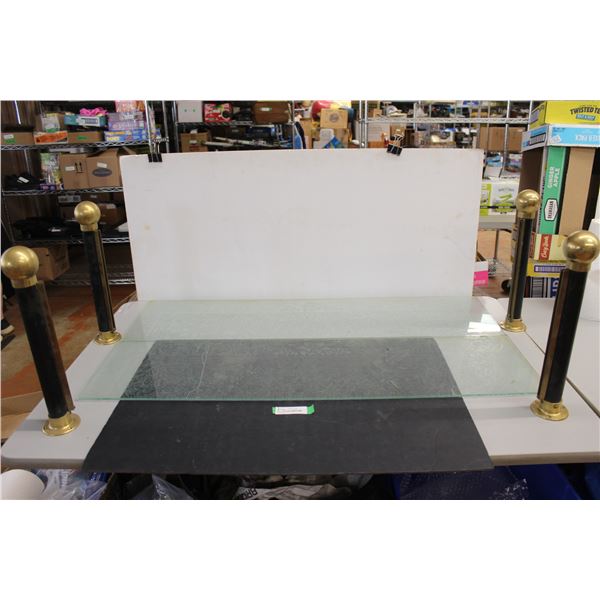 (2) Patterned Frosted Glass Dividers with Posts - 42" x 11", Posts Measure 15 1/2" Tall