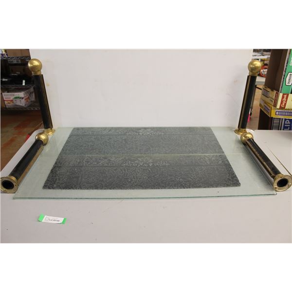 (2) Patterned Frosted Glass Dividers with Posts - 38" x 11", Posts Measure 15 1/2" Tall