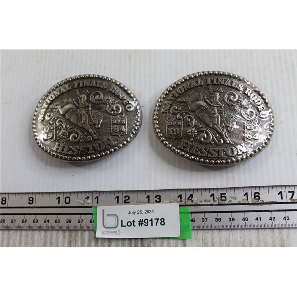 (2) Hesston National Finals Rodeo 1984 Belt Buckles