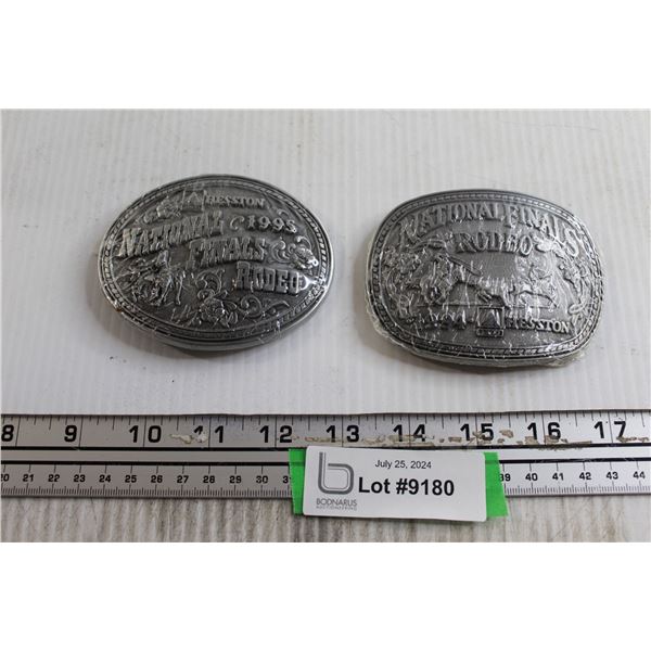 (2) Hesston National Finals Rodeo 1994 & 1995 Belt Buckles
