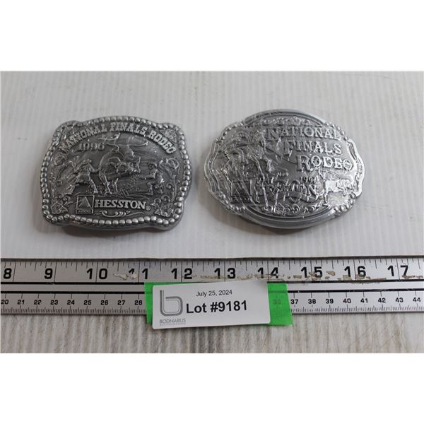(2) Hesston National Finals Rodeo 1996 & 1997 Belt Buckles
