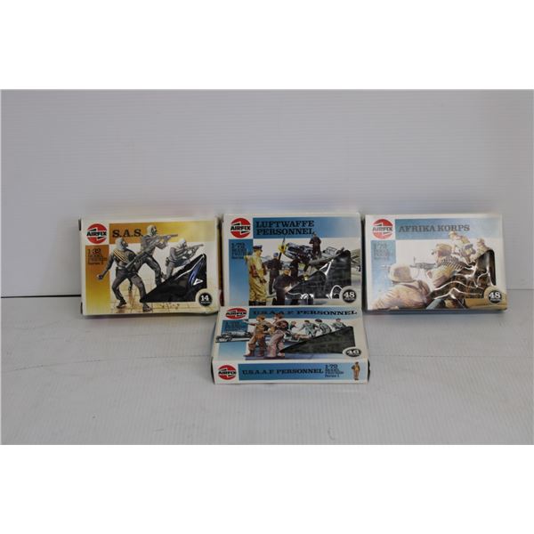 (4) Model Army Solider Sets: German, Afrika, SAS, USA AF