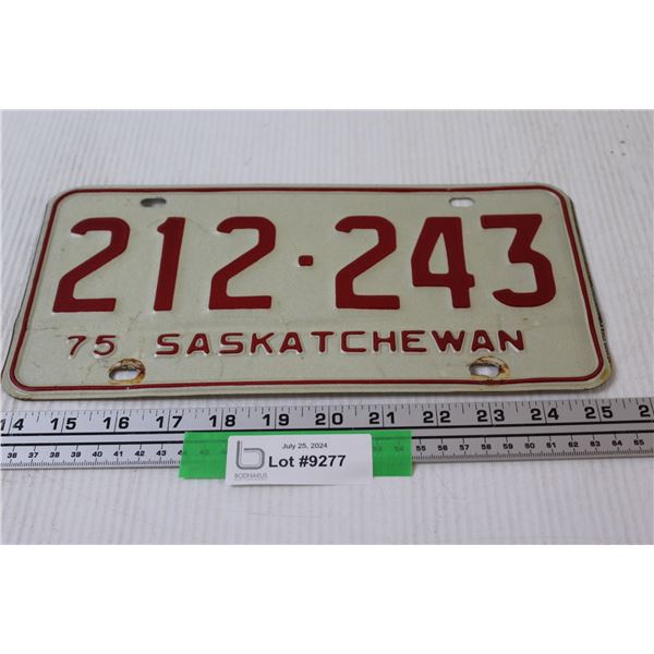 Saskatchewan License Plate - 1975