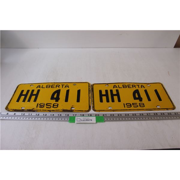 (2) Alberta License Plates - 1958