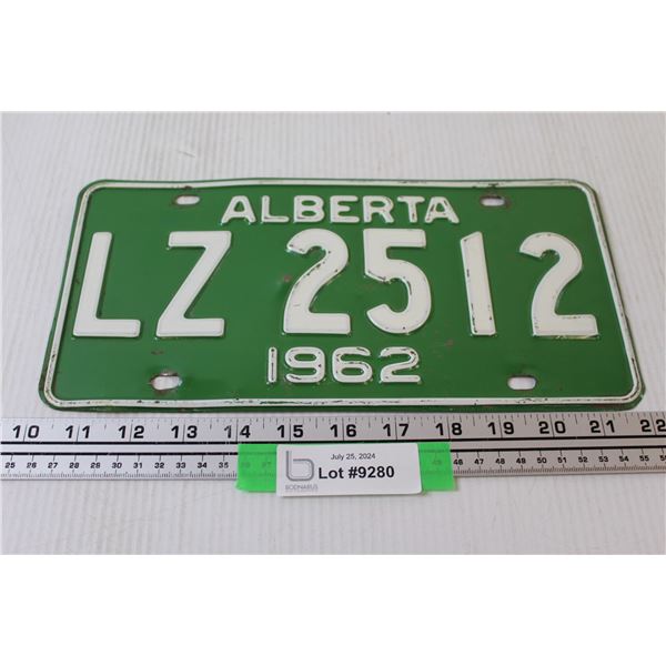 Alberta License Plate - 1962