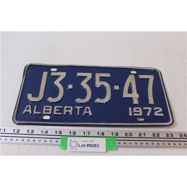 Alberta License Plate - 1972