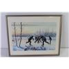 Image 1 : Print of Kids Playing Hockey on Pond by Allen Sapp (14 1/2" x 11 1/2")