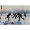 Image 3 : Print of Kids Playing Hockey on Pond by Allen Sapp (14 1/2" x 11 1/2")